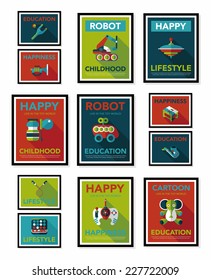 Toy poster flat banner design flat background set, eps10