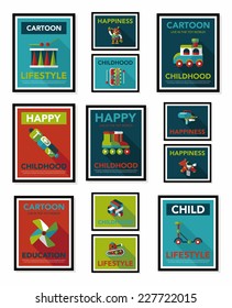 Toy poster flat banner design flat background set, eps10