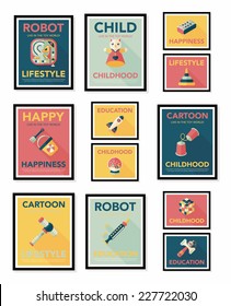 Toy poster flat banner design flat background set, eps10