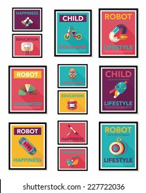 Toy poster flat banner design flat background set, eps10