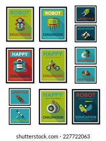 Toy poster flat banner design flat background set, eps10