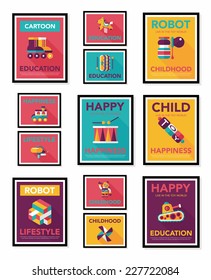 Toy poster flat banner design flat background set, eps10