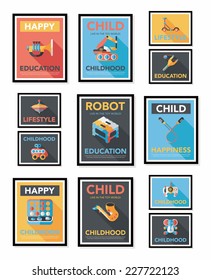 Toy poster flat banner design flat background set, eps10