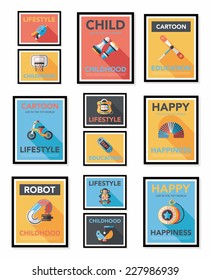 Toy poster flat banner design flat background set, eps10
