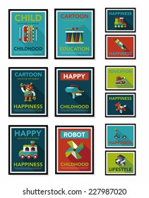 Toy poster flat banner design flat background set, eps10