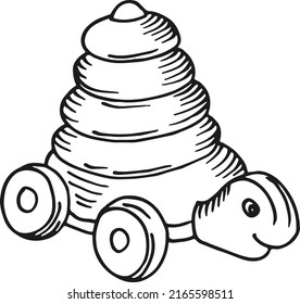 Toy pyramid animal sketch. Cute baby turtle