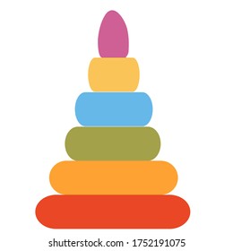 toy pyramid, flat, isolated object on a white background, vector illustration,