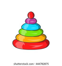 Toy pyramid icon in cartoon style isolated on white background. Children s toy symbol