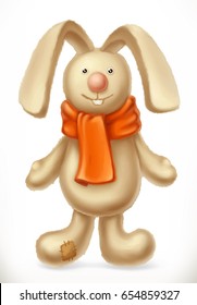 Toy rabbit, 3d vector icon