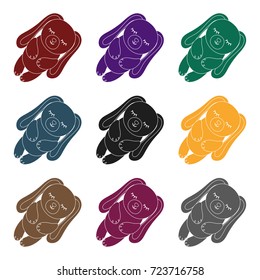 Toy rabbit icon in black style isolated on white background. Sleep and rest symbol stock vector illustration.