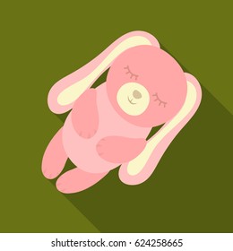 Toy rabbit icon in flate style isolated on white background. Sleep and rest symbol stock vector illustration.