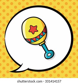 toy rattle doodle, speech bubble