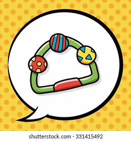 toy rattle doodle, speech bubble