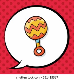 toy rattle doodle, speech bubble