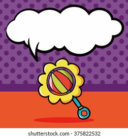 toy rattle doodle, speech bubble