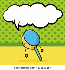 toy rattle doodle, speech bubble