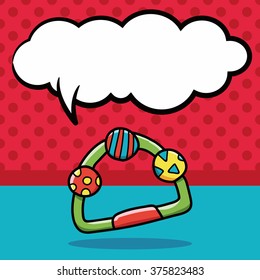 toy rattle doodle, speech bubble