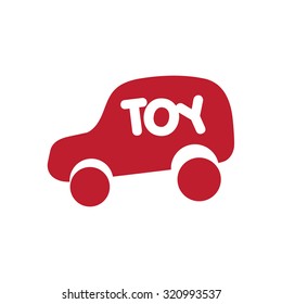 Toy red car, vector illustration