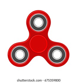 Toy red spinner. Vector flat color illustration. Isolated on white background.