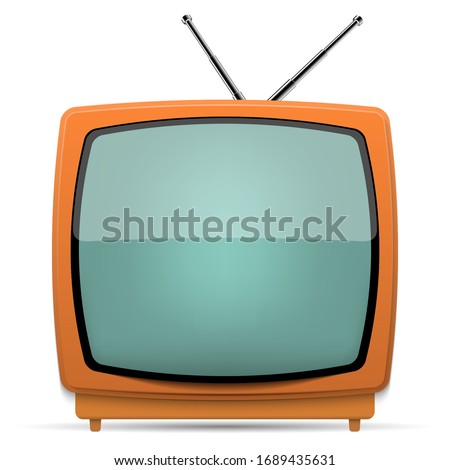 Toy red television on a white background
