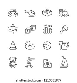 Toy Related Icons: Thin Vector Icon Set, Black And White Kit