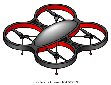 A toy remote control quadcopter.