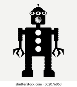 toy retro robot vector, flat design style