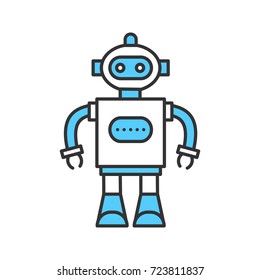 Toy robot color icon. Isolated vector illustration