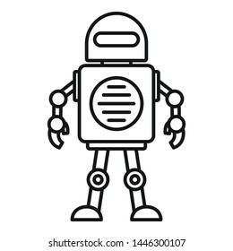Toy robot icon. Outline toy robot vector icon for web design isolated on white background
