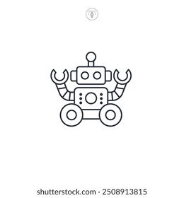 Ilustración vectorial del símbolo del icono del robot del juguete aislada en el fondo blanco