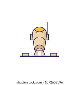 Toy robot icon in thin outline style. Vector illustrations