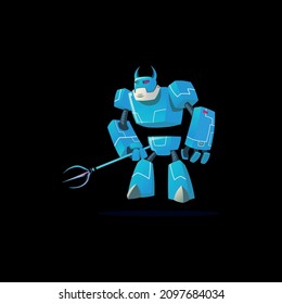 Toy robot illustration creative 2022. Blue demon robot