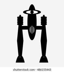 toy robot silhouette, vector robot icon