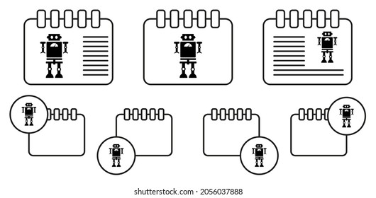 Toy robot vector icon in calender set illustration for ui and ux, website or mobile application
