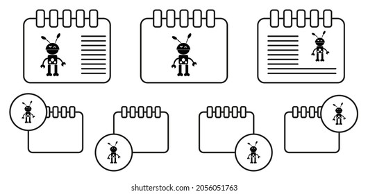 Icono de vector robot de juguete en la ilustración de conjunto de calénder para ui y ux, sitio web o aplicación móvil