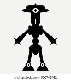 toy robot vector, icon, flat illustration isolated on white background