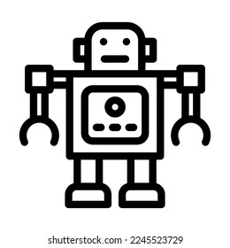 Toy Robot Vector Line Icon Design