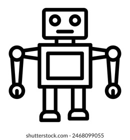 Toy Robot Vector Line Icon Design