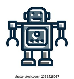 Toy Robot Vector Thick Line Filled Dark Colors Icons For Personal And Commercial Use.
