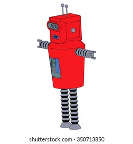 Toy robot. Toy robot in a white background. Isolated. Vector Illustration.
