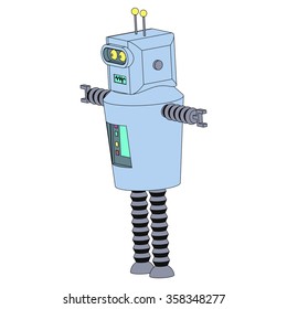 Toy robot. Toy robot in a white background. Isolated. Vector Illustration.