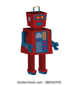 Toy robot in a white background. Isolated. Vector Illustration.