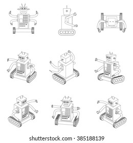 Toy robot. Toy robot in a white background. Isolated. Vector set.
