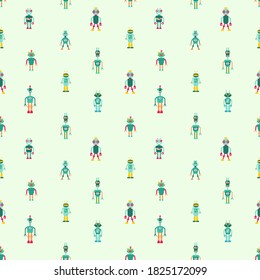 Toy robots seamless pattern. Kids clothes - boy fashion robot design.