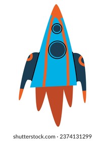Toy rocket is aiming upward. Flat vector illustration