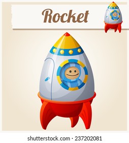 Toy rocket. Cartoon vector illustration. Series of children's toys