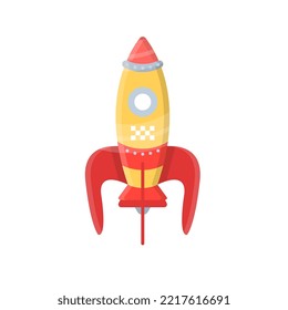 Toy rocket for kids isolated. Spaceship flat vector illustration.