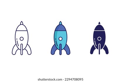 toy rocket line and solid illustration icon