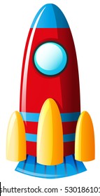 Toy rocket in red color illustration