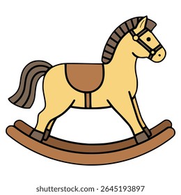 brinquedo cavalo de balanço para crianças diversão feliz vetor de cor plana modelo de ilustração design